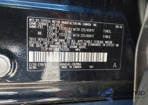 2021 Toyota Rav4 Xle z USA, uszkodzony, nr VIN 2T3P1RFV6MC142505